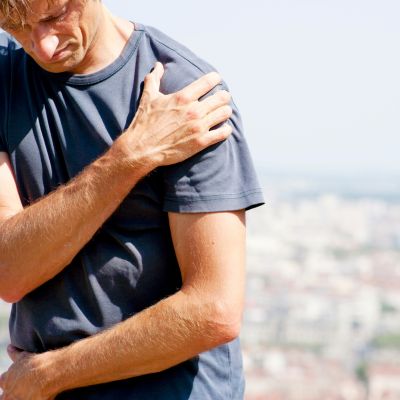 man with shoulder pain